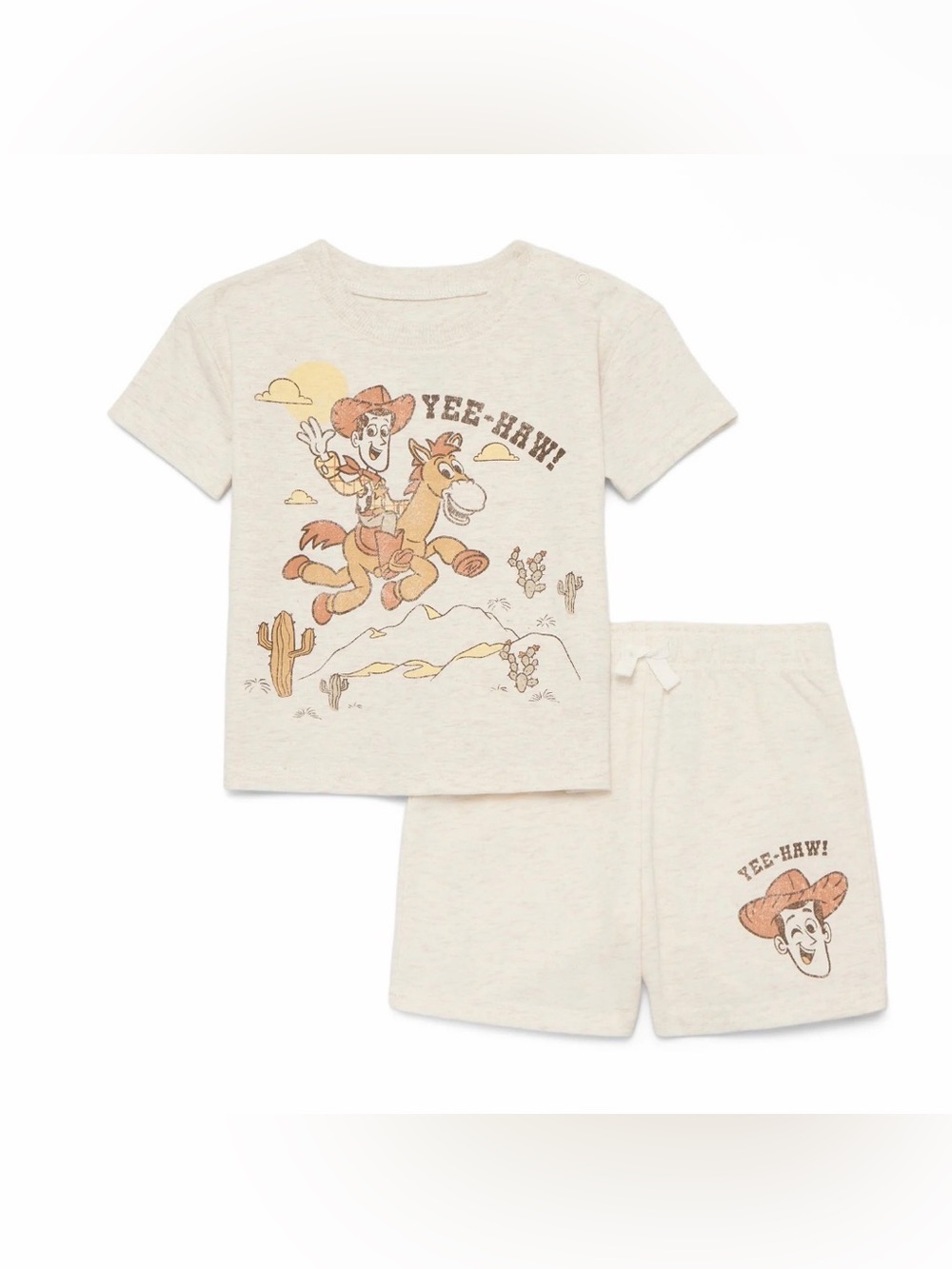 Kids Cream 'Yee-Haw!' Woody Matching set